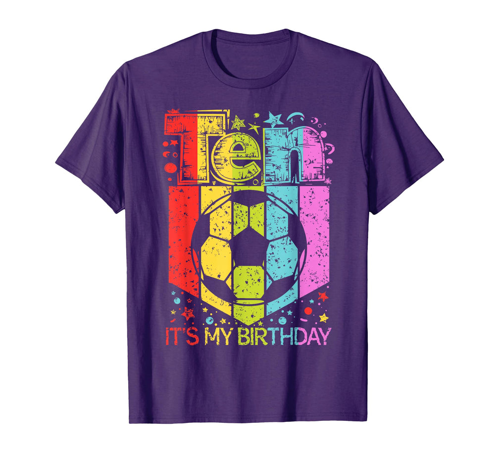 10Th Birthday Ten 10 Year Old Soccer T-Shirt - Custom Art Print Men Women