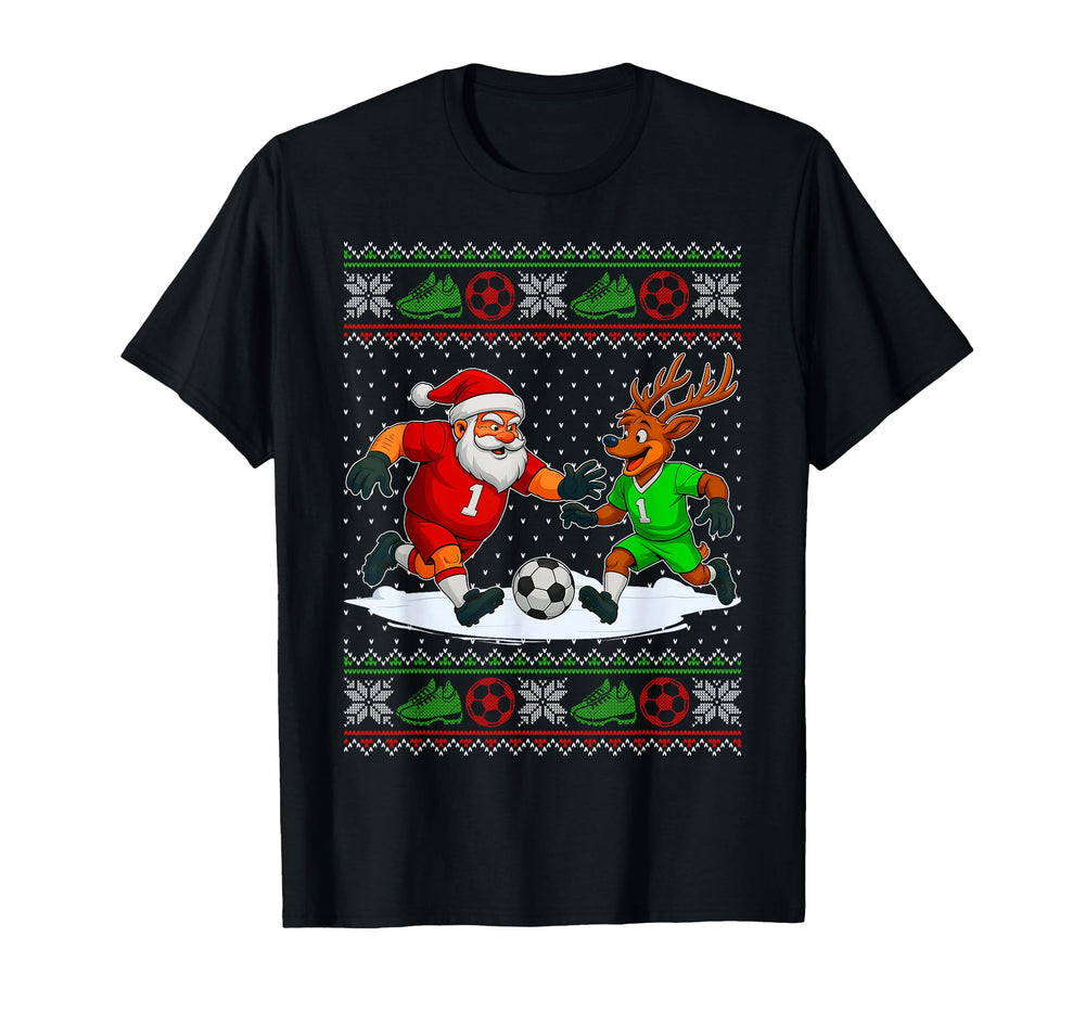 Reindeers Playing Soccer Ugly T-Shirt - Fun Novelty Design Unisex