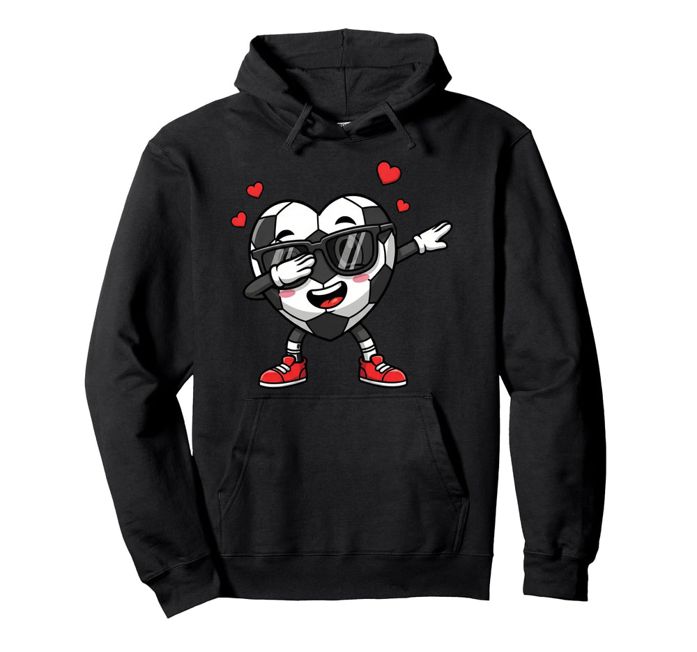 Dabbing Soccer Heart Valentine Love Hoodie - Custom Art Print Unisex