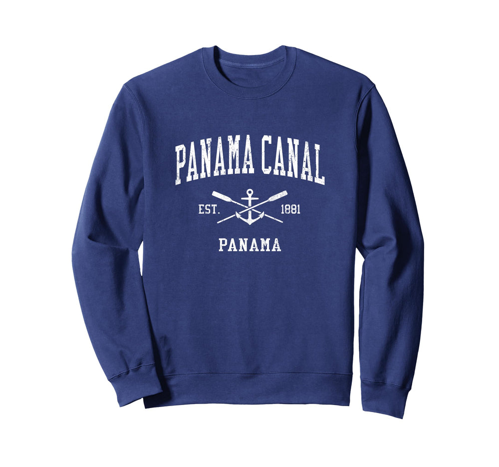 Panama Canal Crossed Oars Boat Sweatshirt - Trendy Graphic Men Women