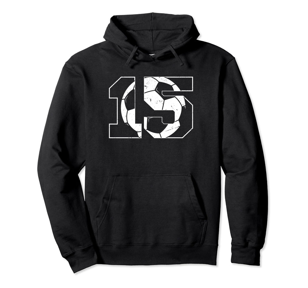15Th Birthday Soccer Player Hoodie - Casual Everyday Wear for Adults