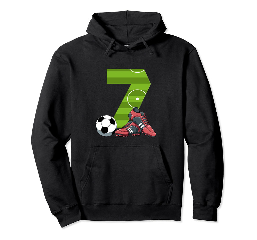 7 Birthday Soccer 7 Year Old Hoodie - Trendy Graphic for Adults