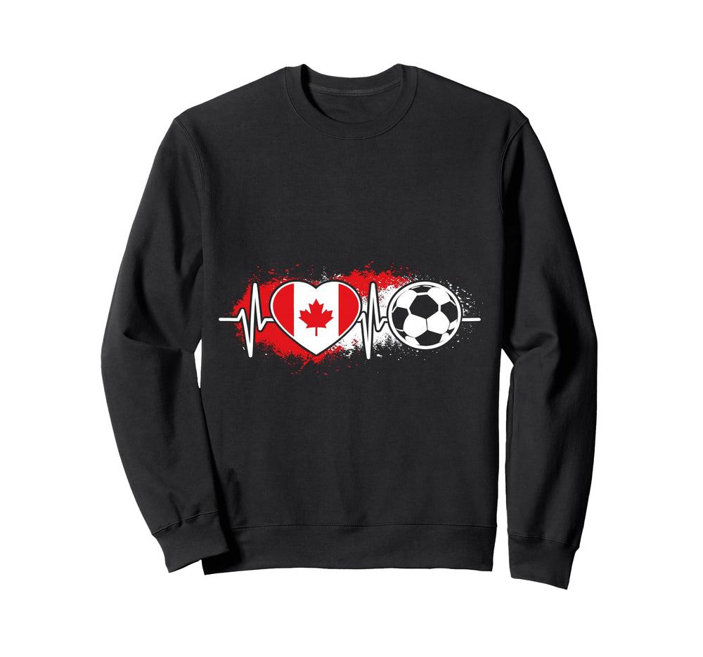 Soccer Heartbeat Canada Flag Sweatshirt - Aesthetic Graphic Men Women
