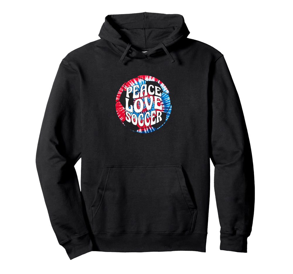 Peace Love Soccer Tie Dye Hippie Hoodie - Unique Graphic for Adults