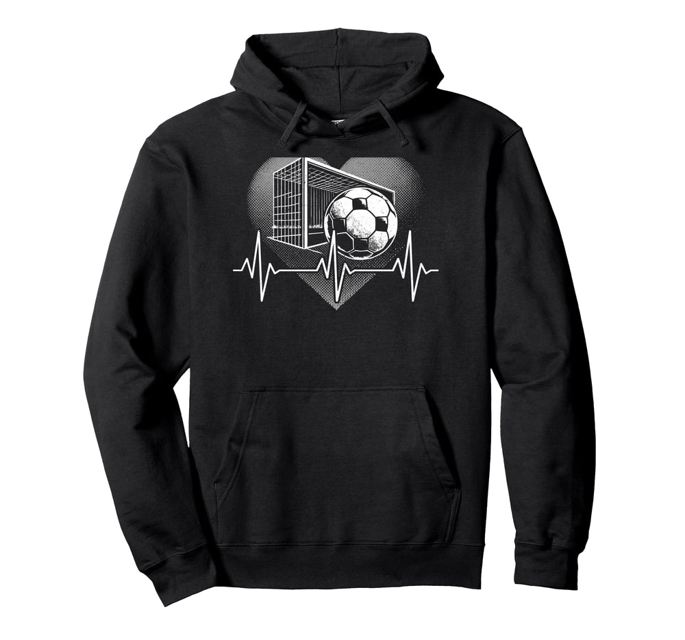 Heartbeat Soccer Player Goal Team Hoodie - Casual Everyday Wear for Adults