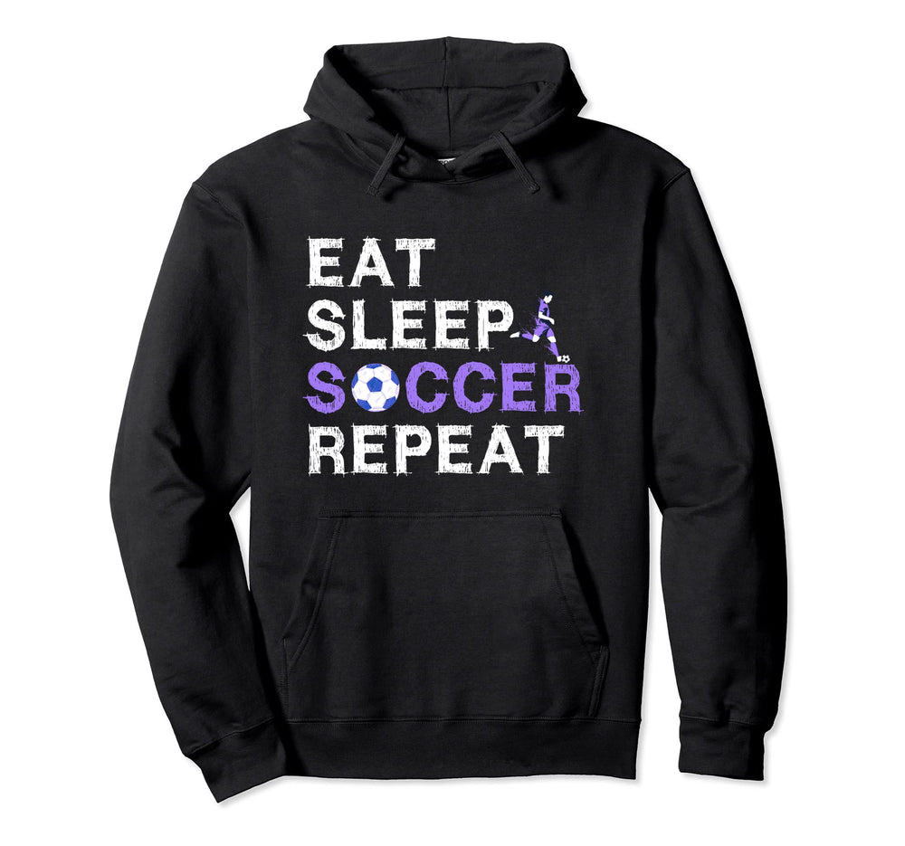 Eat Sleep Soccer Repeat Funny Hoodie - Trendy Graphic for Adults