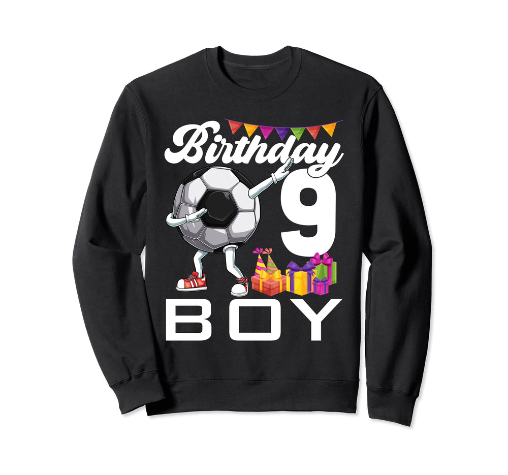 Birthday 9 Years Old Dabbing Soccer Sweatshirt - Aesthetic Graphic Unisex