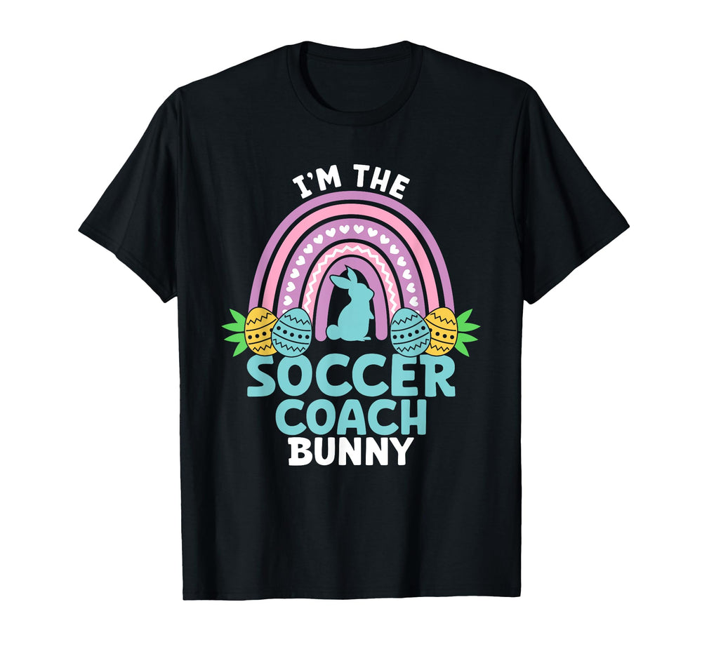 Happy Easter Day Im Soccer Coach Bunny T-Shirt - Graphic Print Unisex