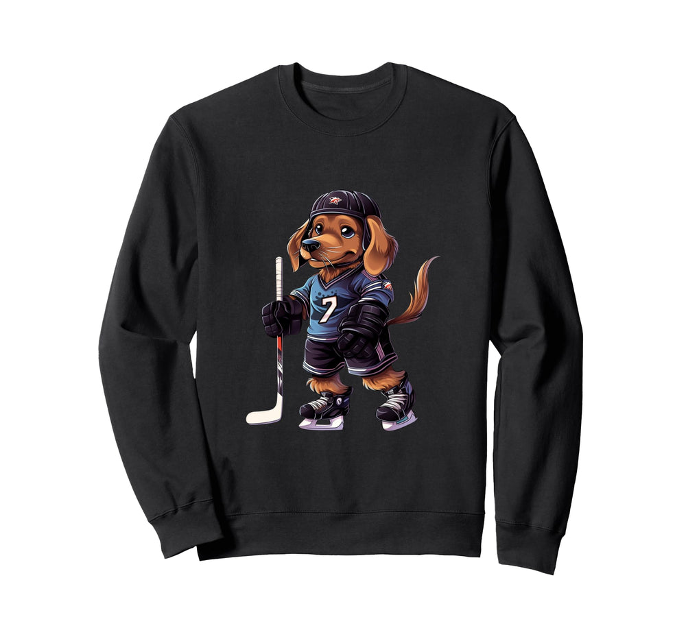 Dachshund Ice Hockey Player Dog Sweatshirt - Streetwear Style Unisex