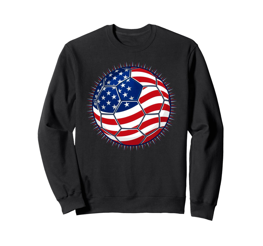 American Flag Soccer Ball Patriotic Usa Sweatshirt - Graphic Print Unisex