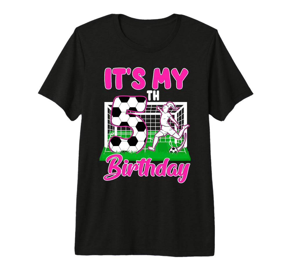 Its My 5Th Birthday Soccer Themed Party 5 T-Shirt - Graphic Print Unisex