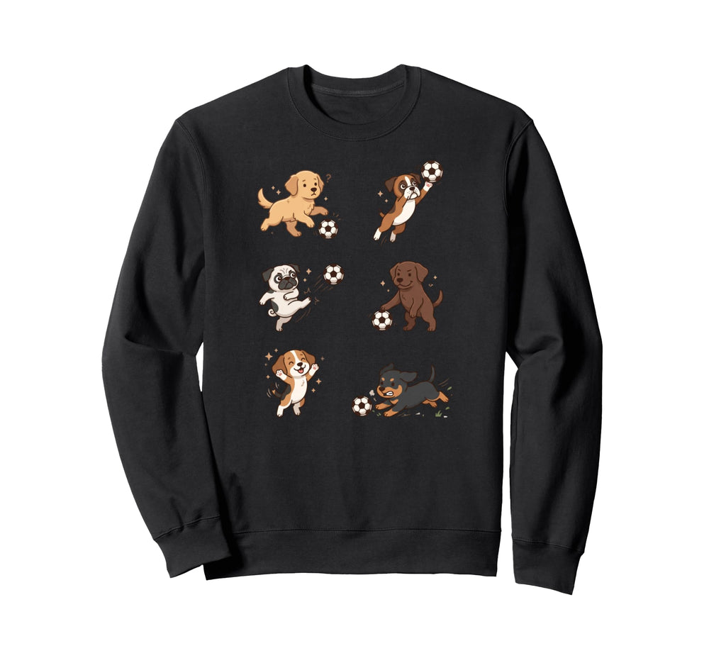 Silly Dogs Playing Soccer Player Sweatshirt - Minimalist Print Unisex