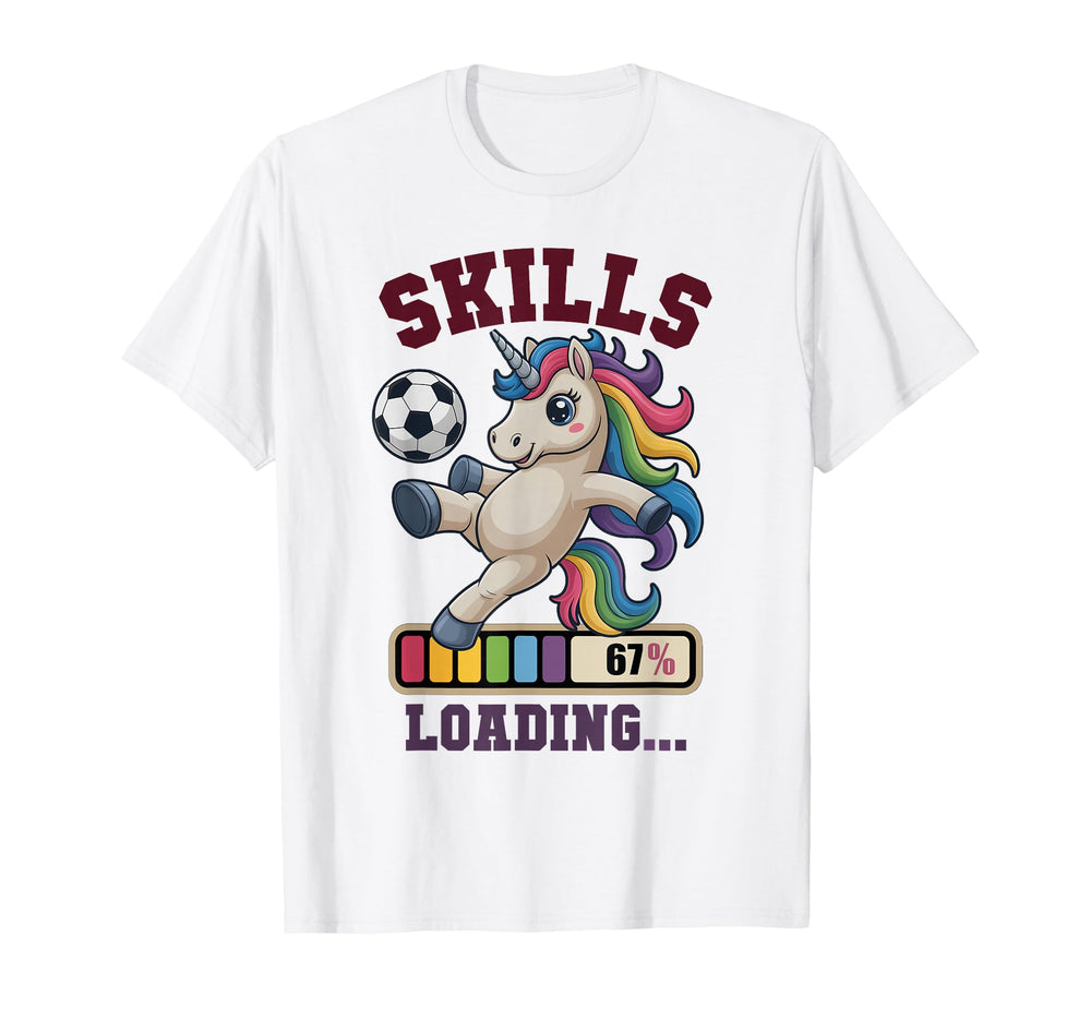 Funny 67 Skills Loading Soccer Unicorn T-Shirt - Trendy Graphic for Adults
