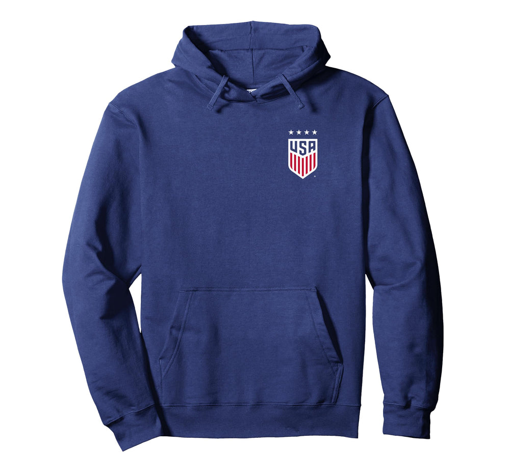 Usa Soccer Front Back Crest Navy Uswnt Hoodie - Graphic Print Men Women