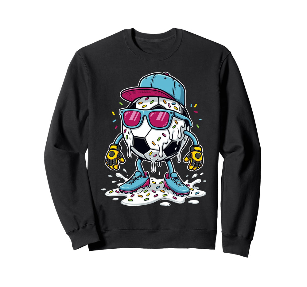 Soccer Ball Melting Ice Cream Drip Sweatshirt - Trendy Graphic for Adults