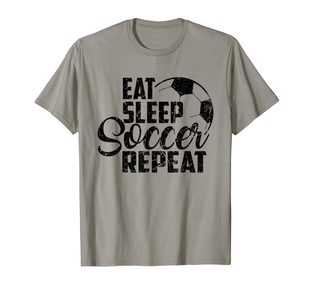 Eat Sleep Soccer Repeat Distressed T-Shirt - Casual Everyday Wear Unisex