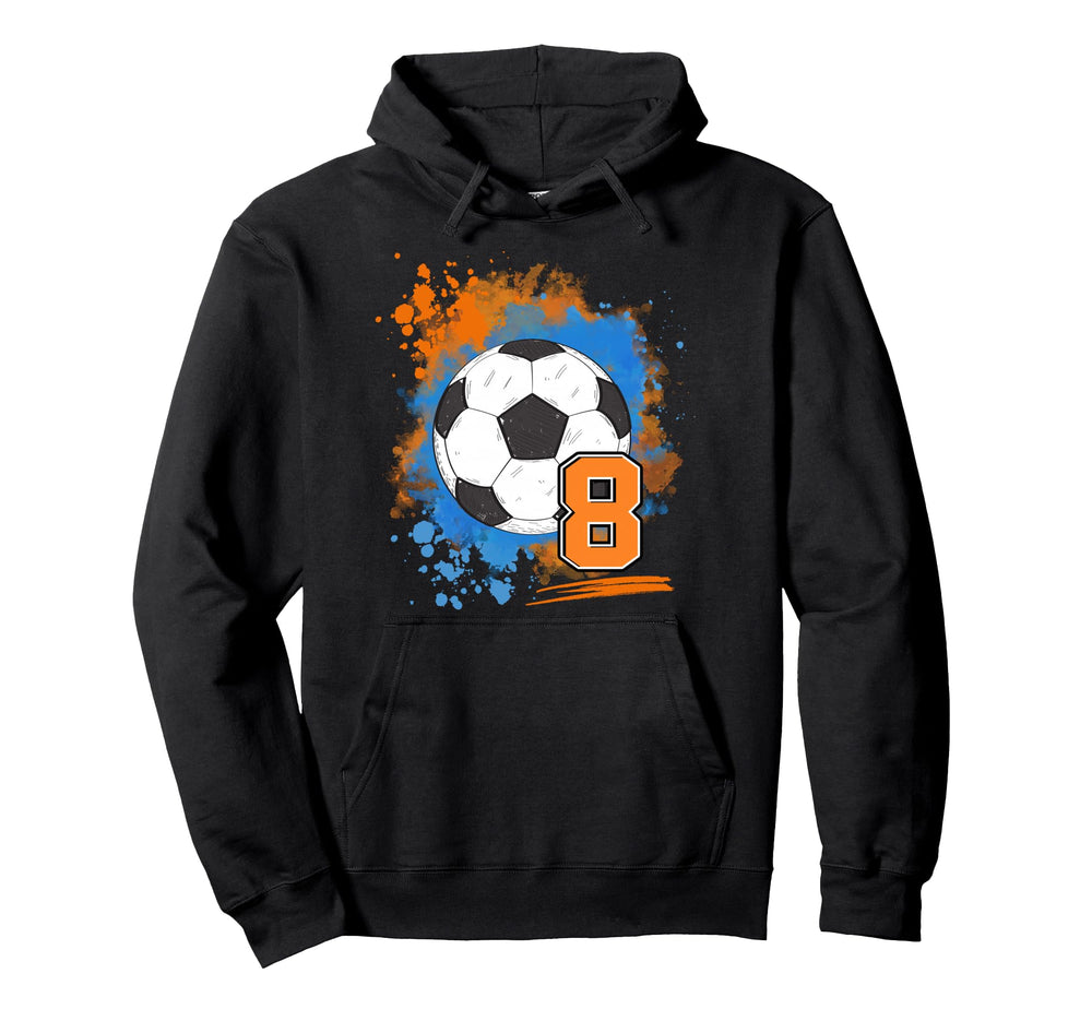 8Th Birthday 8 Years Old Soccer Ball Hoodie - Novelty Apparel for Adults
