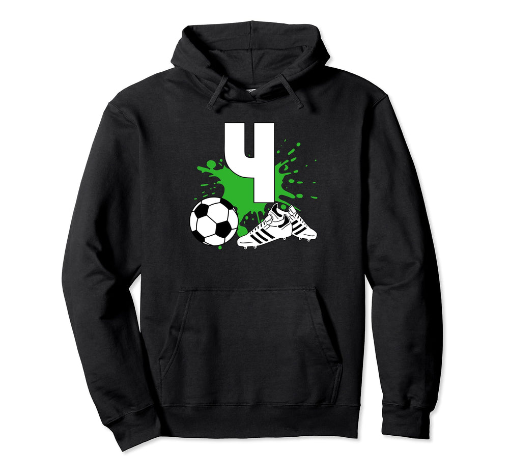4 Year Old Birthday Soccer Football Hoodie - Fun Novelty Design Unisex