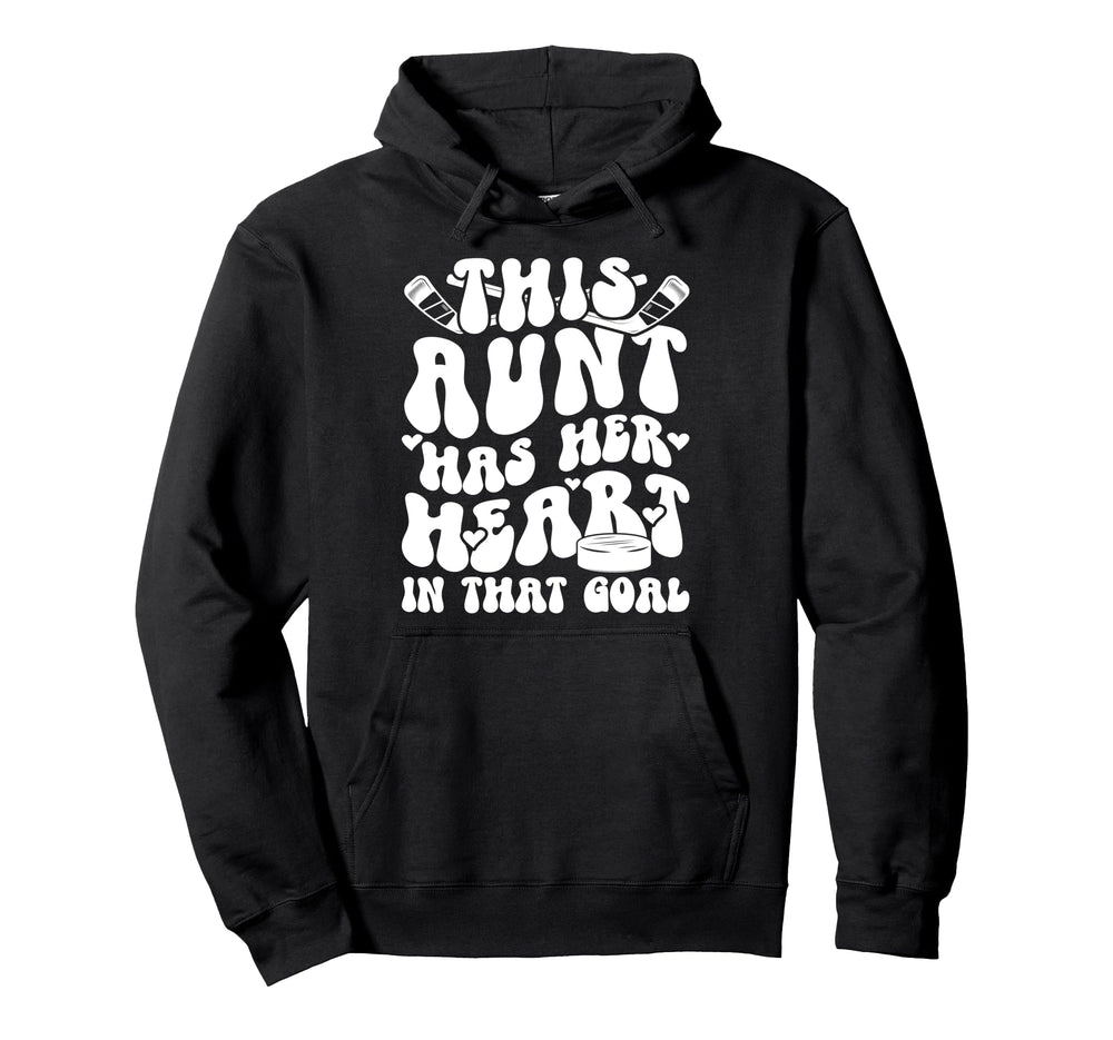 Groovy Hockey Goalie Aunt Hockey Hoodie - Fun Novelty Design Men Women