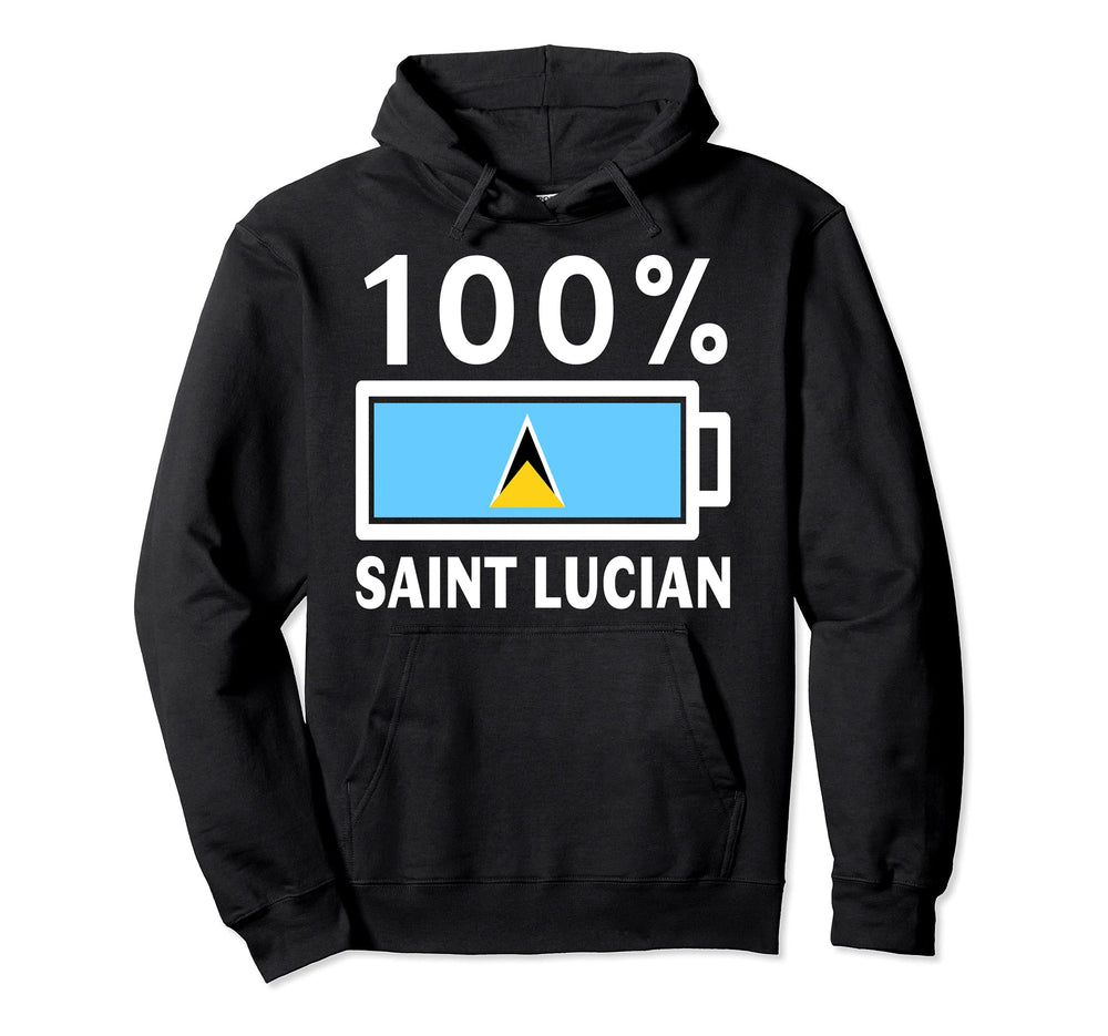 Saint Lucia Flag 100 Saint Lucian Battery Hoodie - Streetwear Style Unisex