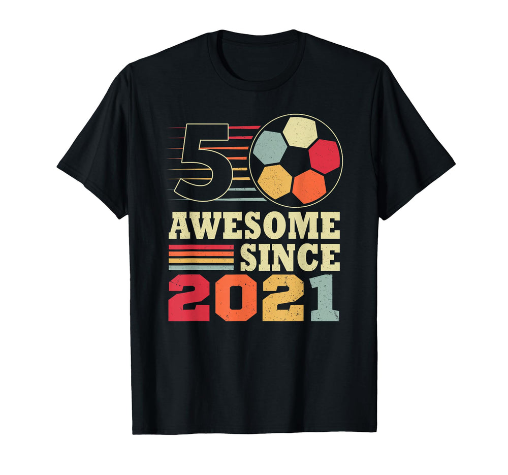 Awesome 5 Since 2021 Soccer 5Th T-Shirt - Trendy Graphic for Adults