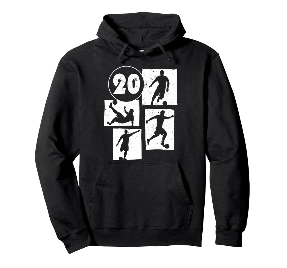 20Th Birthday Soccer Player Football Hoodie - Minimalist Print for Adults
