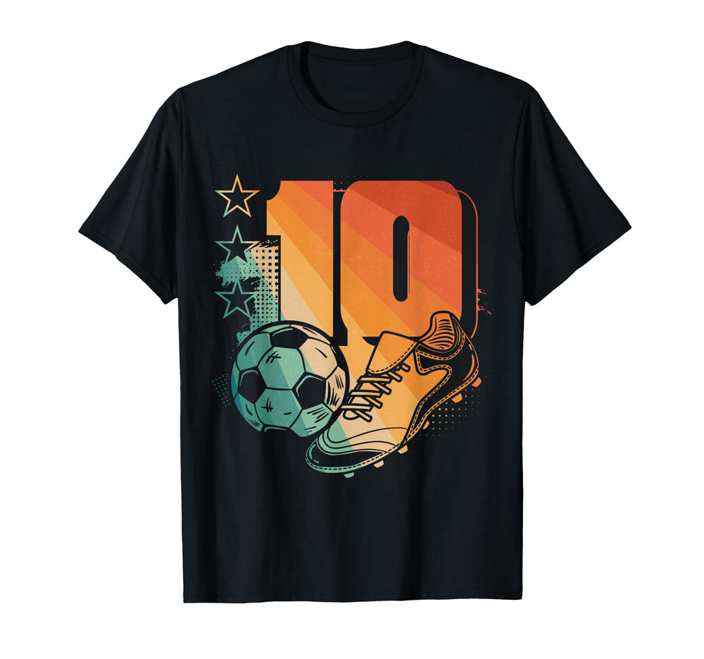 10Th Birthday Soccer Player Football 10 T-Shirt - Novelty Apparel Unisex