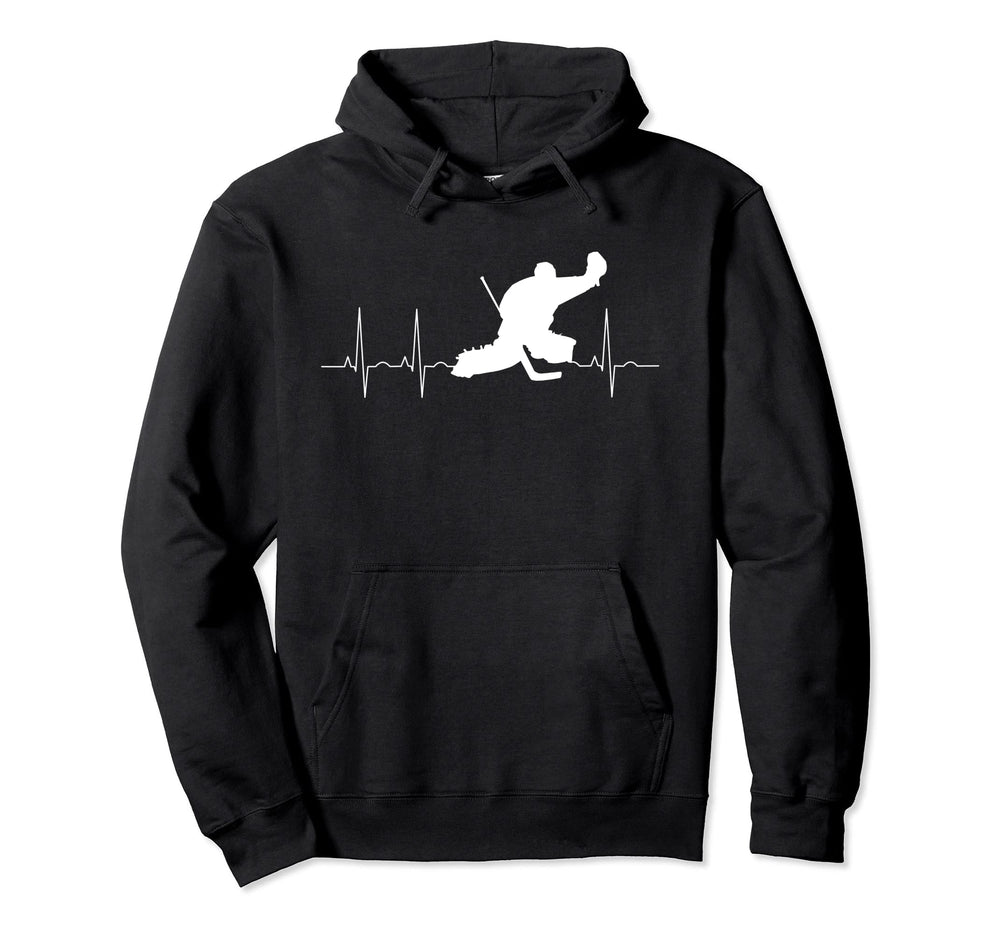 Funny Ice Hockey Goalkeeper Heartbeat Pulse Hoodie - Unique Graphic Unisex