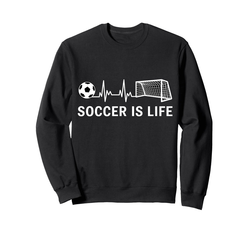 Soccer Is Life Heartbeat Sweatshirt - Fun Novelty Design for Adults