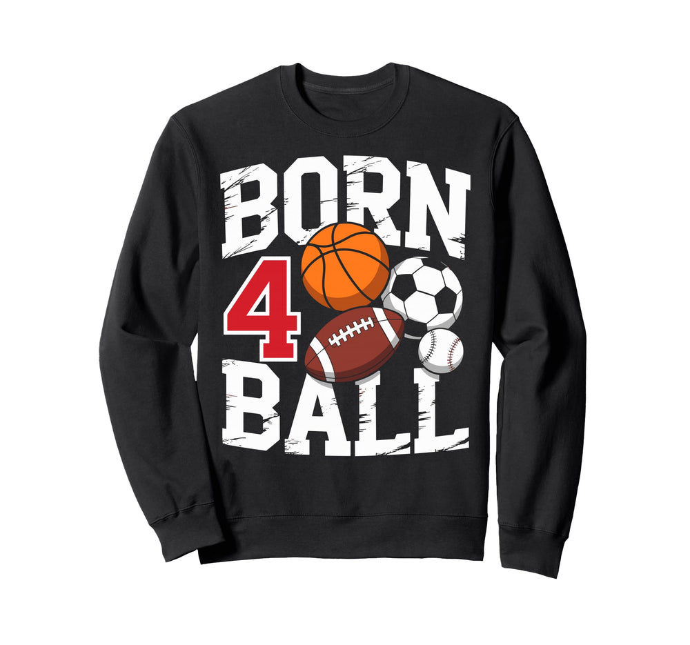 Football Soccer Basketball 4Nd Birthday Sweatshirt - Graphic Print Unisex