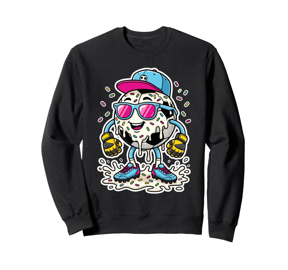 Soccer Ball Melting Ice Cream Sweatshirt - Fun Novelty Design for Adults