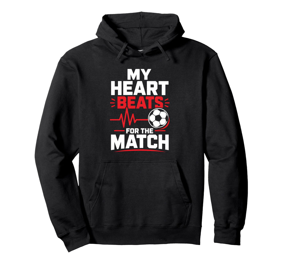My Heart Beats Match Soccer Heartbeat Hoodie - Unique Graphic for Adults