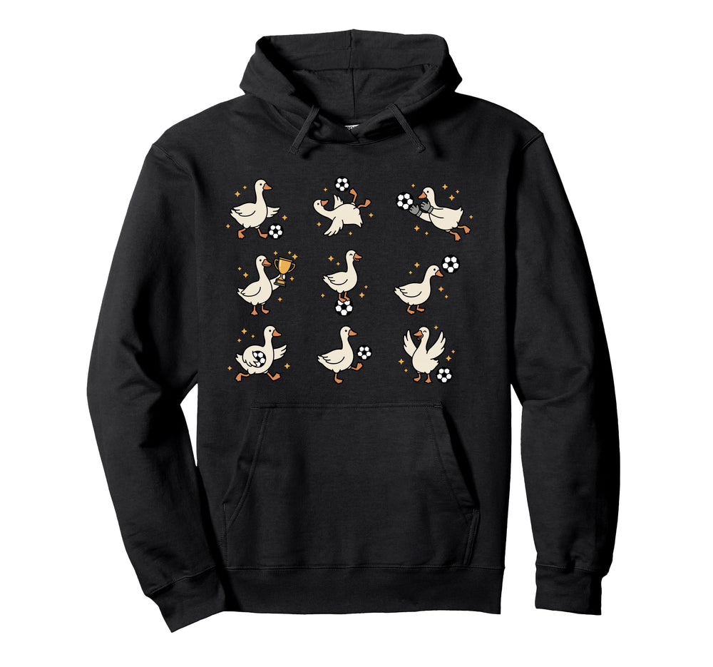 Silly Goose Playing Soccer Goalie Funny Game Hoodie - Graphic Print Unisex