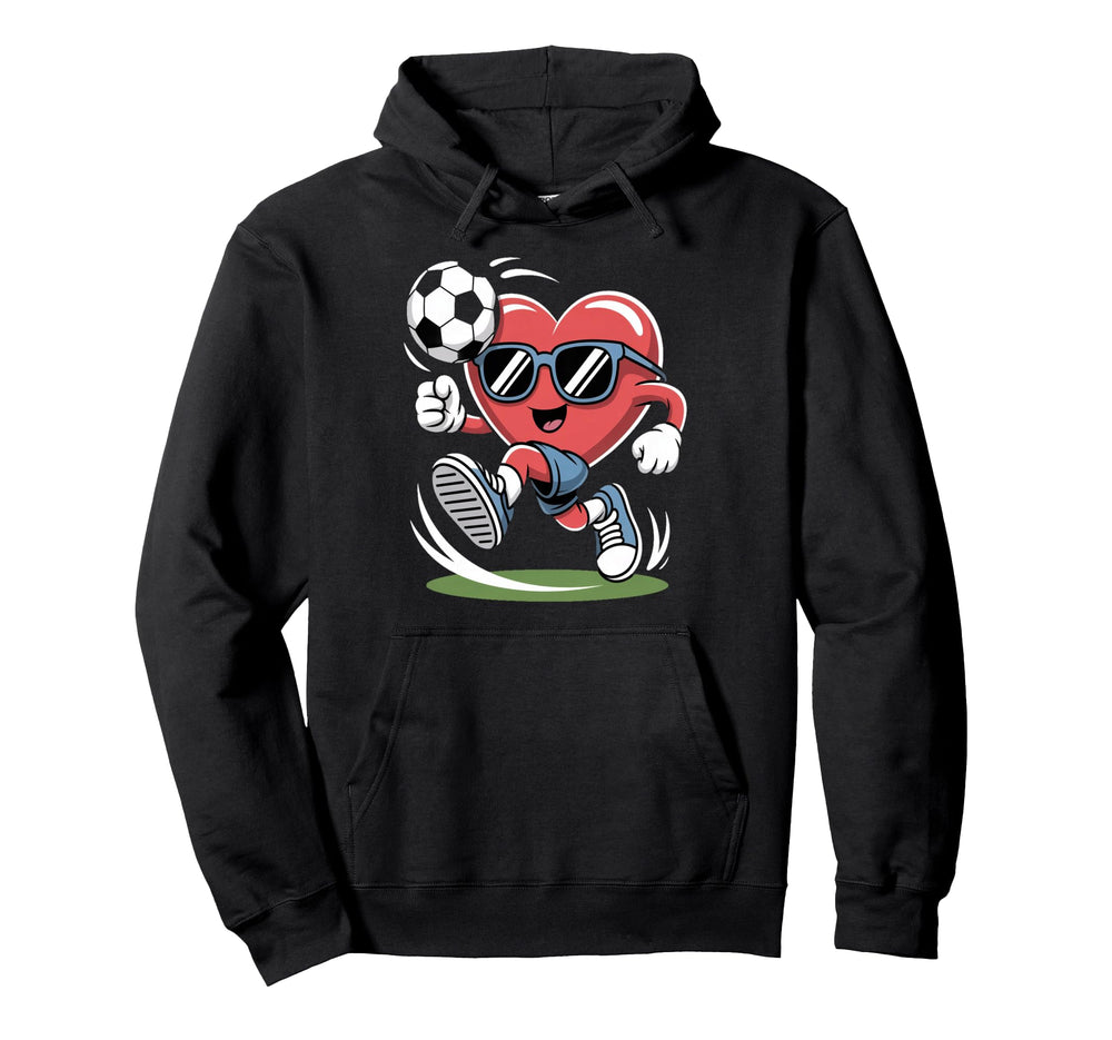 Funny Heart Playing Soccer Hoodie - Casual Everyday Wear Men Women