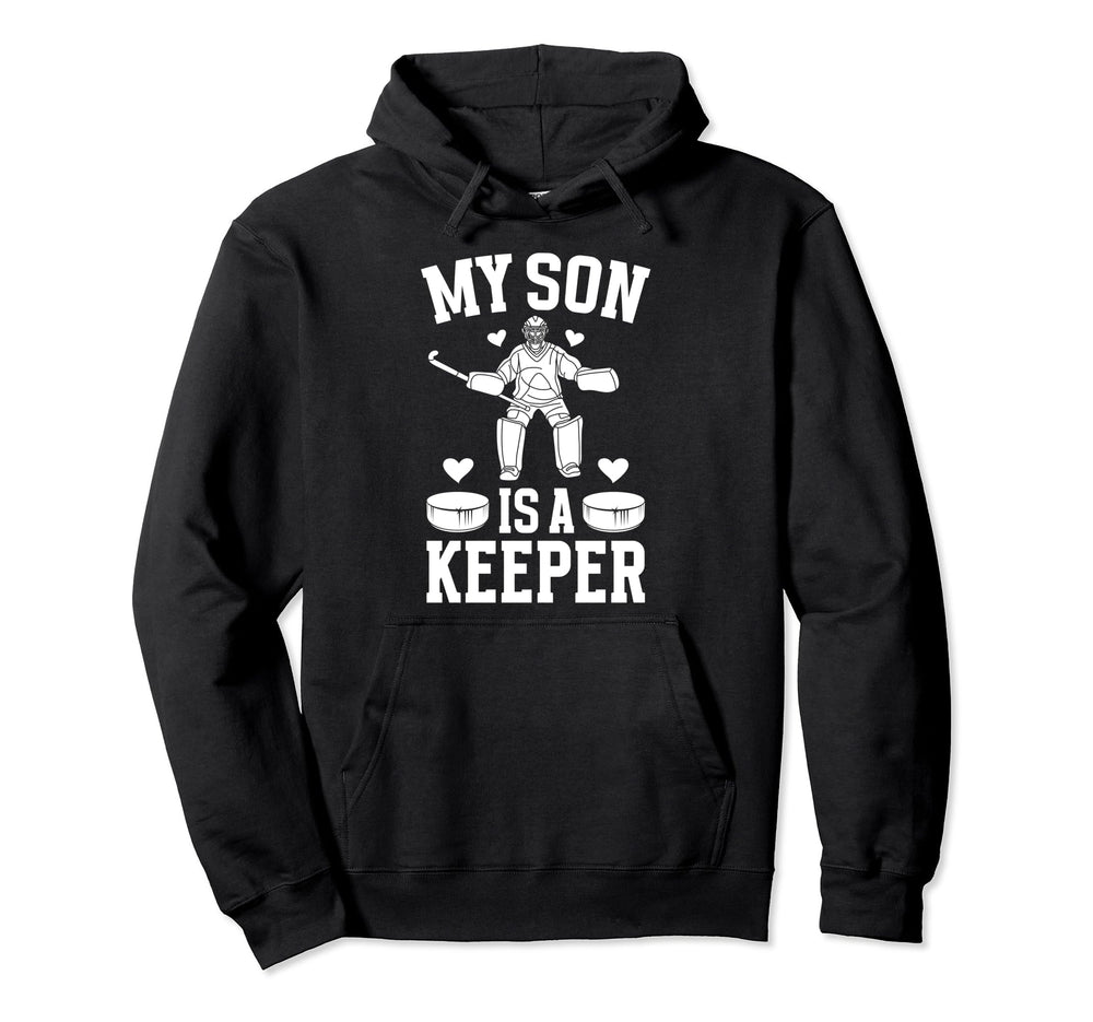 My Son Is Hockey Keeper Mom Hockey Hoodie - Graphic Print for Adults