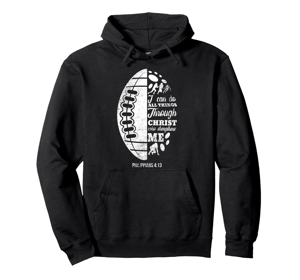 Philippians 4 13 Christian Football Hoodie - Minimalist Print for Adults