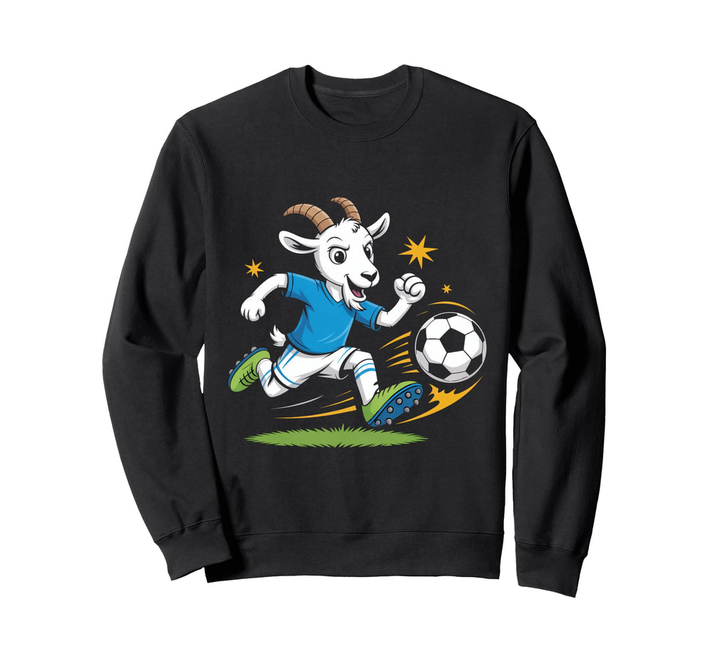 Football Goat Striker Cartoon Sweatshirt - Aesthetic Graphic for Adults