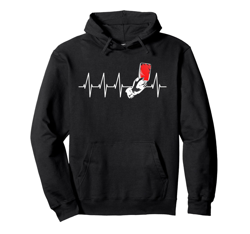 Referee Heartbeat Red Card Football Hoodie - Fun Novelty Design for Adults