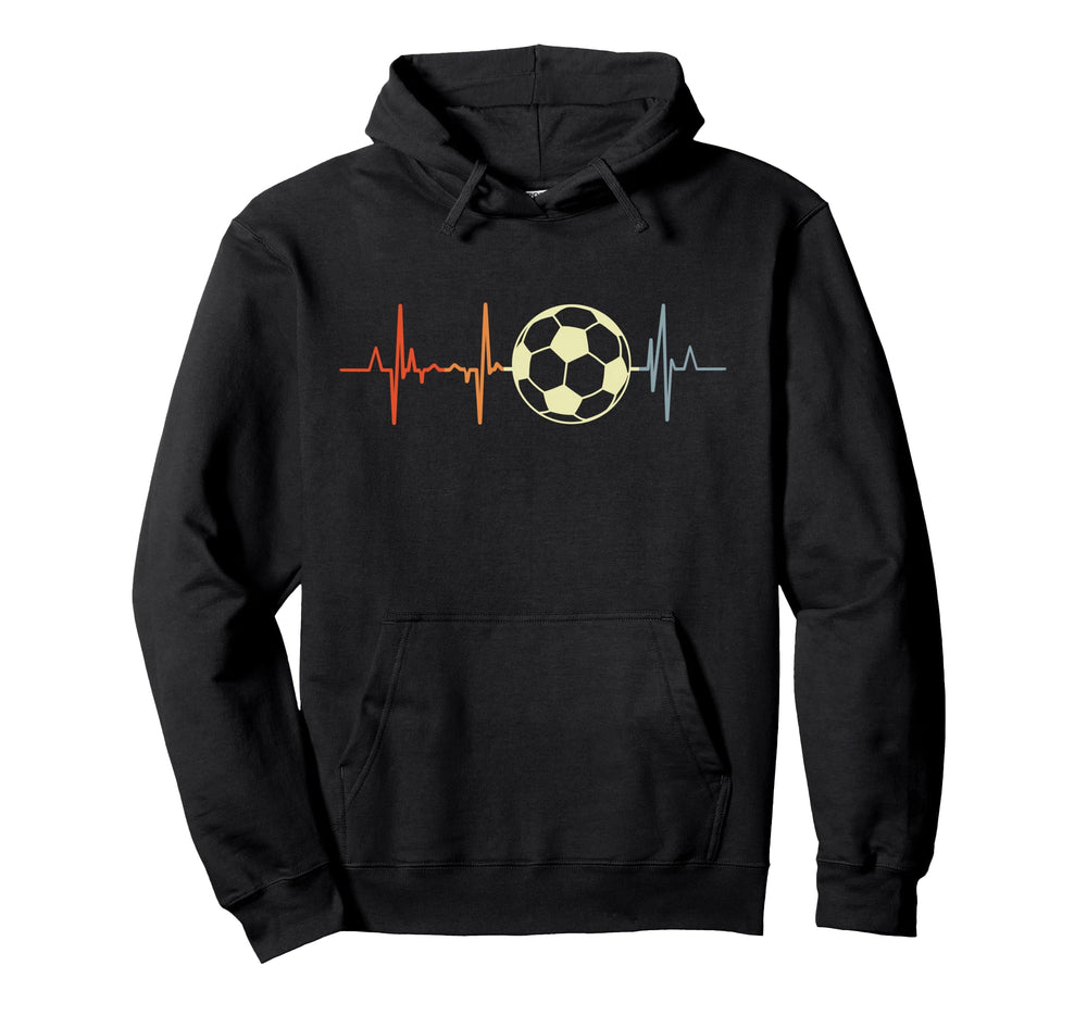 I Love Soccer Heartbeat Football Heartline Hoodie - Graphic Print Unisex
