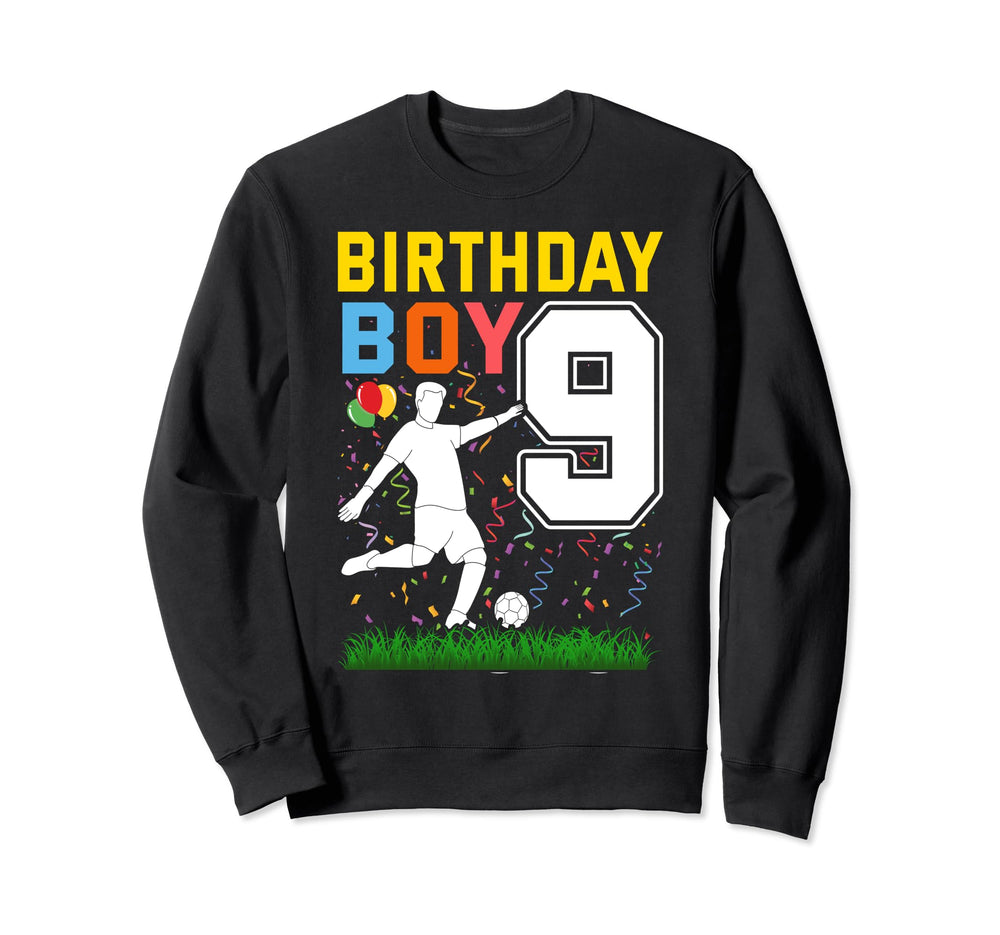 9 Year Old Birthday Soccer 9Th Sweatshirt - Aesthetic Graphic for Adults
