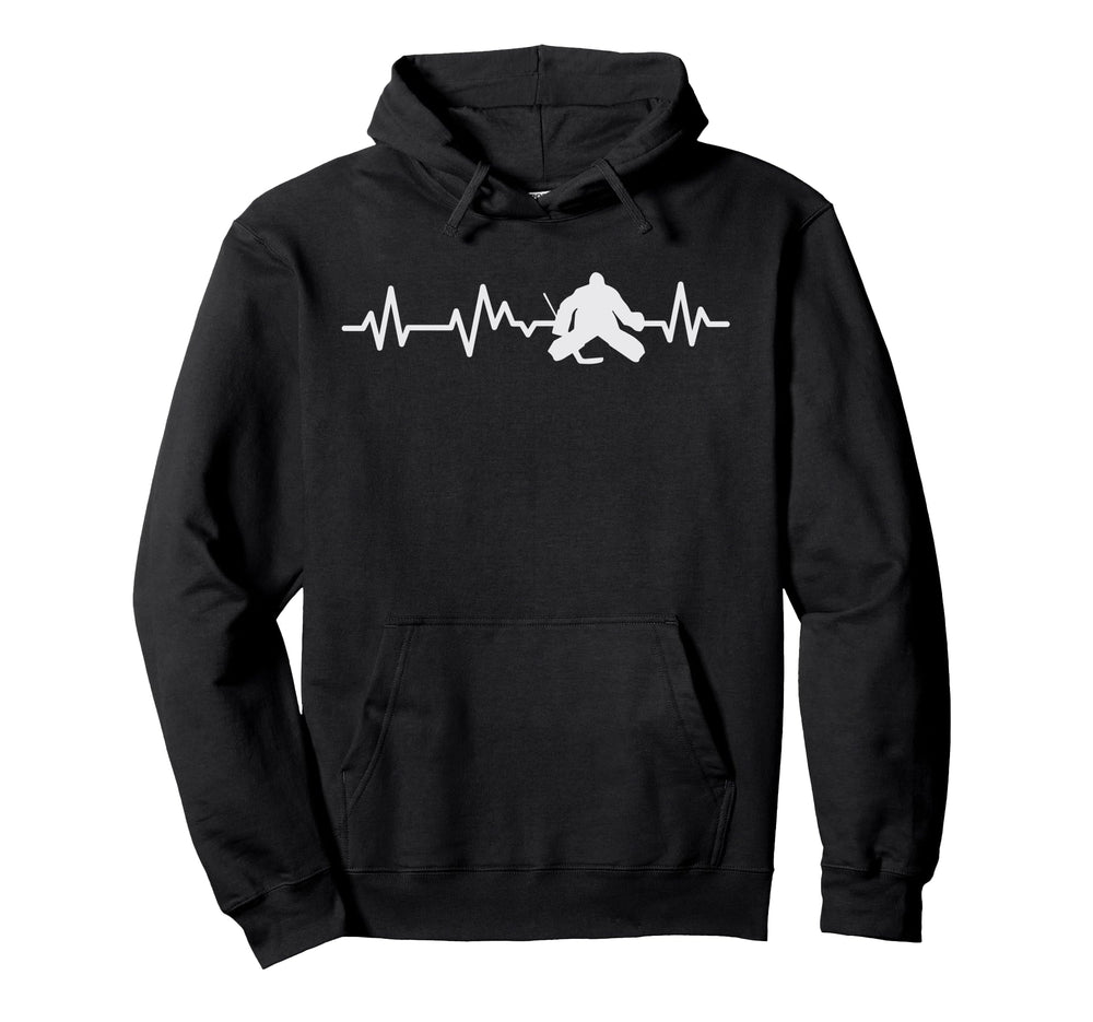 Ice Hockey Goalie Heartbeat Line Hoodie - Minimalist Print Men Women