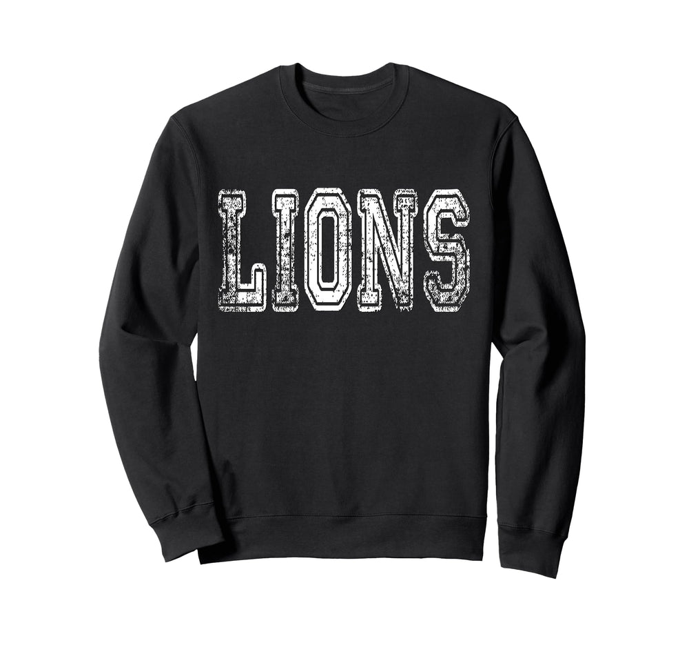 Lions Mascot Distressed School Sweatshirt - Aesthetic Graphic Men Women