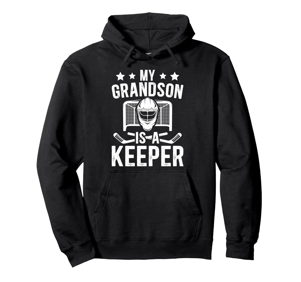 Proud Hockey Keeper Papa Ice Hockey Hoodie - Minimalist Print for Adults