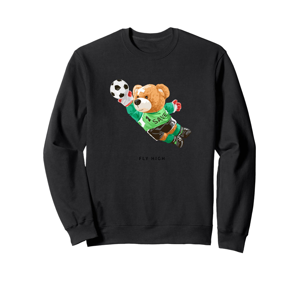 Fly High Save Teddy Bear Goal Keeper Sweatshirt - Unique Graphic Unisex