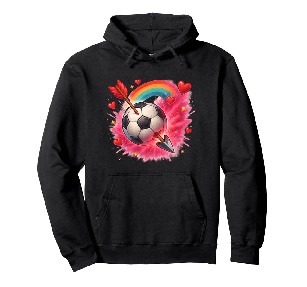Soccer Love Arrow Heart Energy Hoodie - Fun Novelty Design for Adults