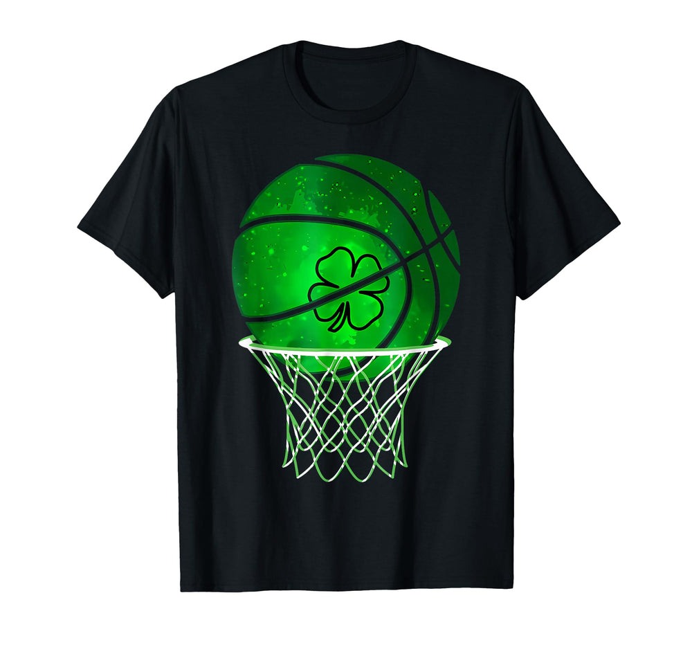 Basketball Shamrock Lucky Clover T-Shirt - Novelty Apparel for Adults