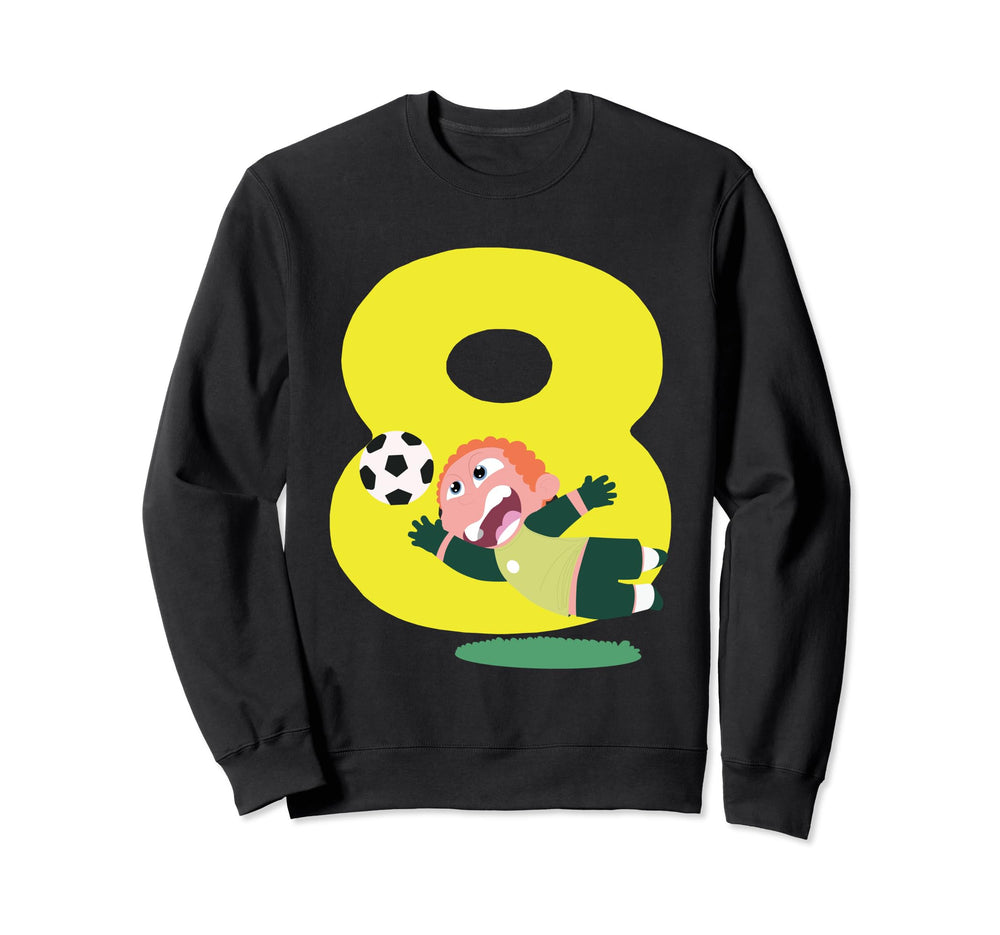 8Th Birthday 8 Years Soccer Football Sweatshirt - Custom Art Print Unisex