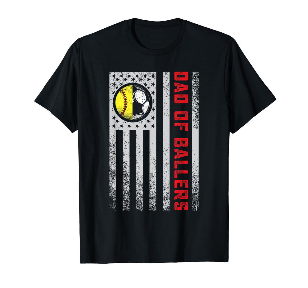 American Flag Dad Ballers Soccer T-Shirt - Custom Art Print Unisex