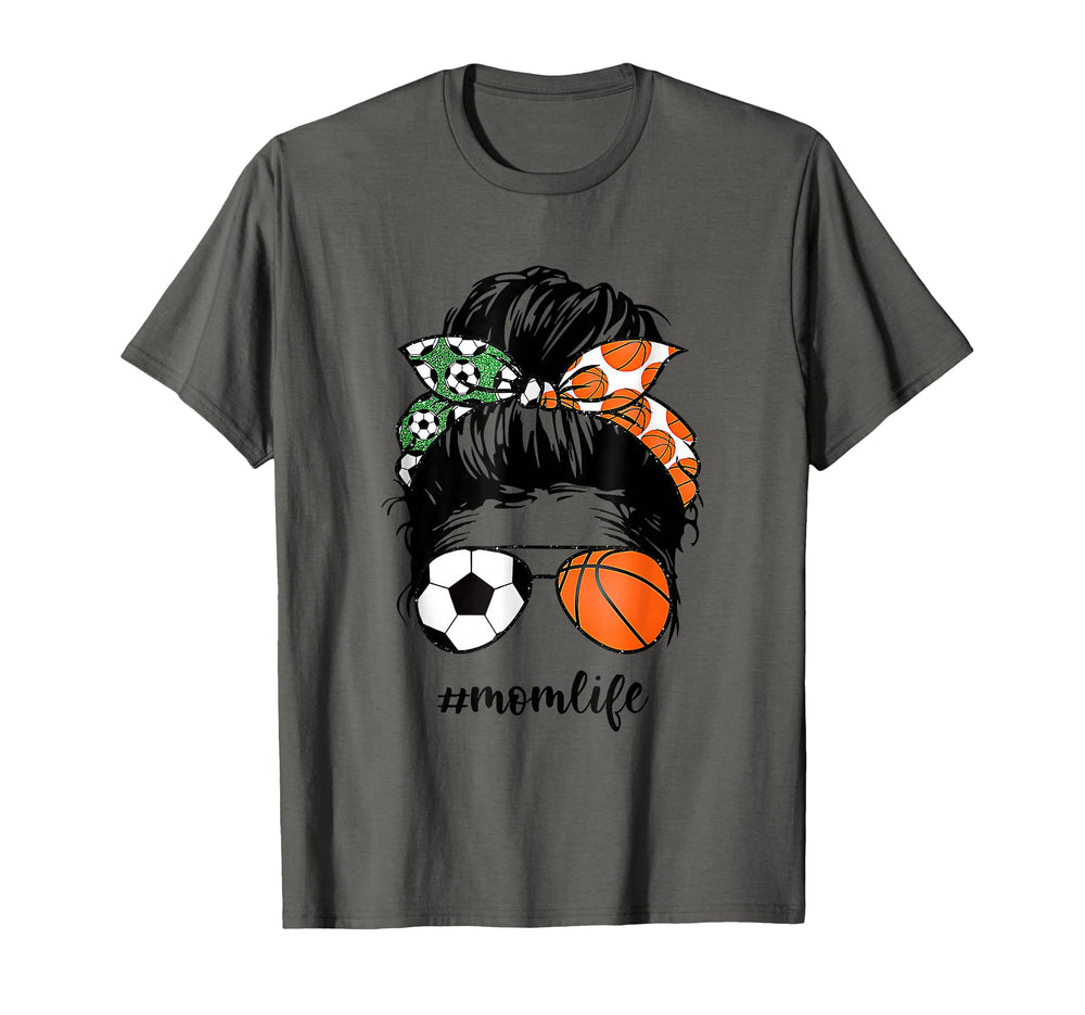 Mom Life Soccer And Basketball Messy T-Shirt - Custom Art Print Men Women