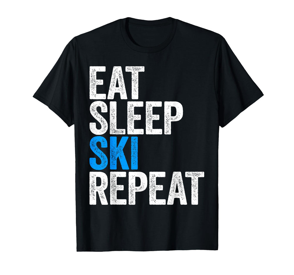 Eat Sleep Ski Repeat Skiing T-Shirt - Graphic Print Men Women